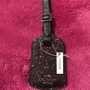 Coach multi color glitter luggage tag NWT